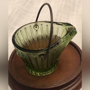 Hazel Atlas Coal Bucket Mid Century Piece Green with Handle
